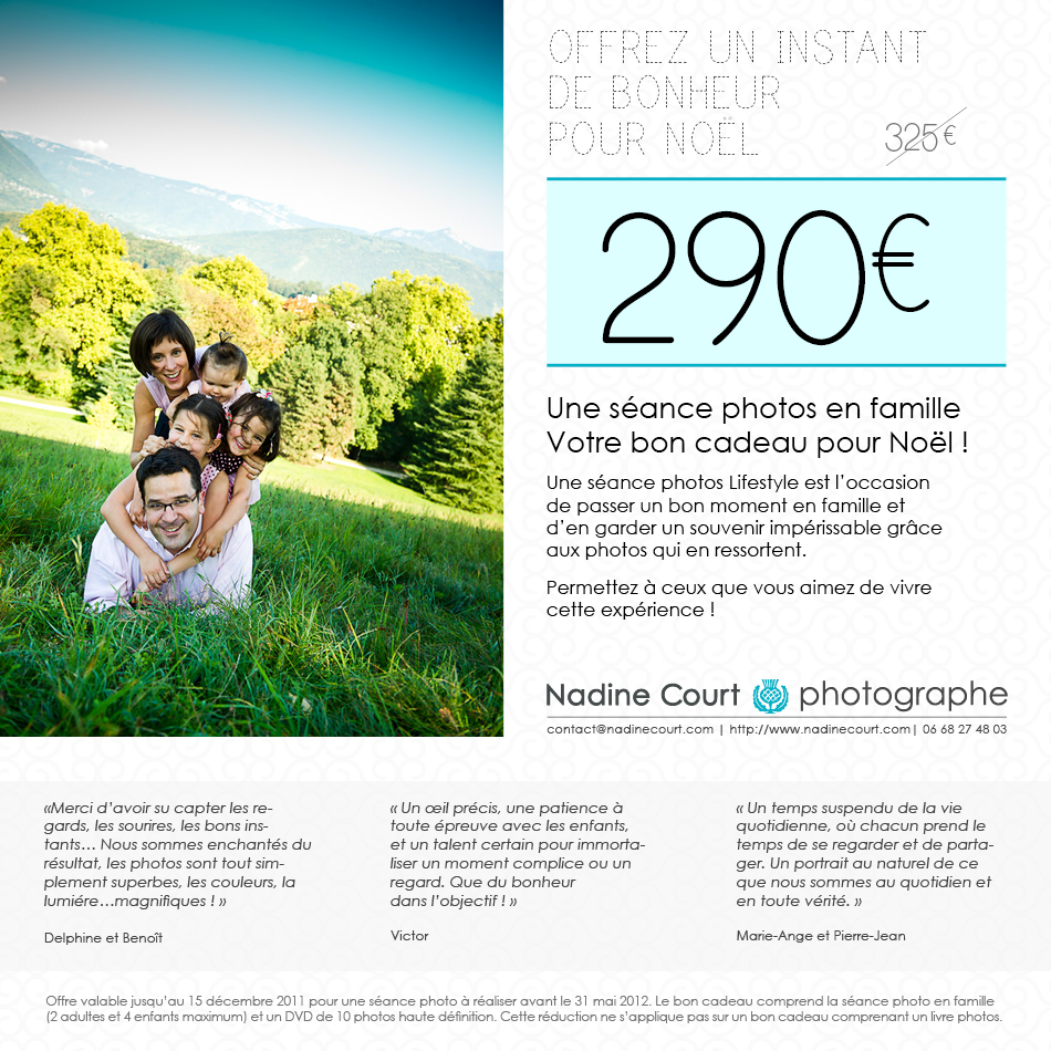 Bon cadeau pour séance photos en famille 
