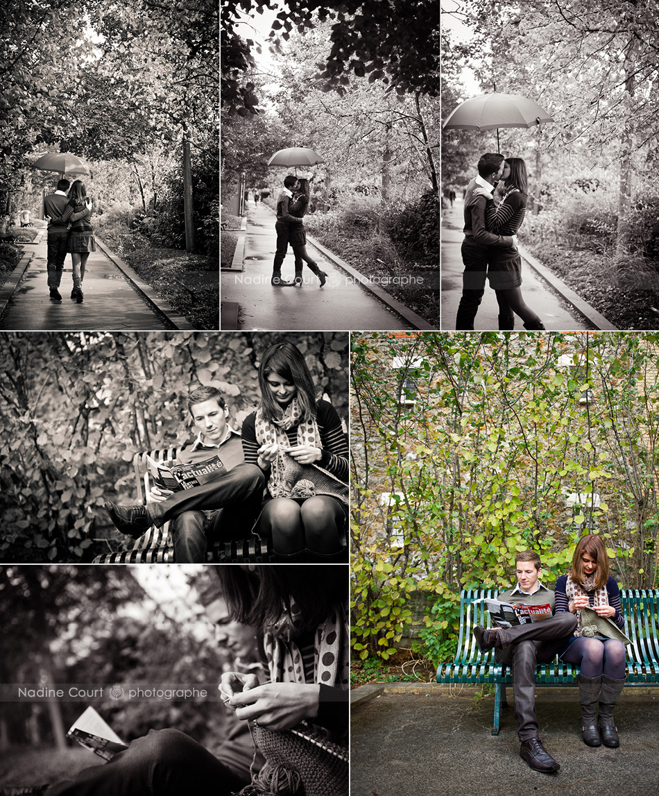 Save-the-date-seance-couple-Paris-Coulee-verte-Photographe-Lifestyle Séance "save the date" réalisée sous la pluie à Paris