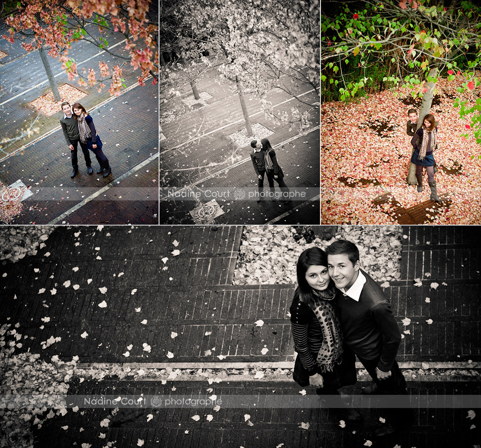 Seance-engagement-Paris-Photographe-Lifestyle Photos prises en hauteur d'un couple de futurs mariés
