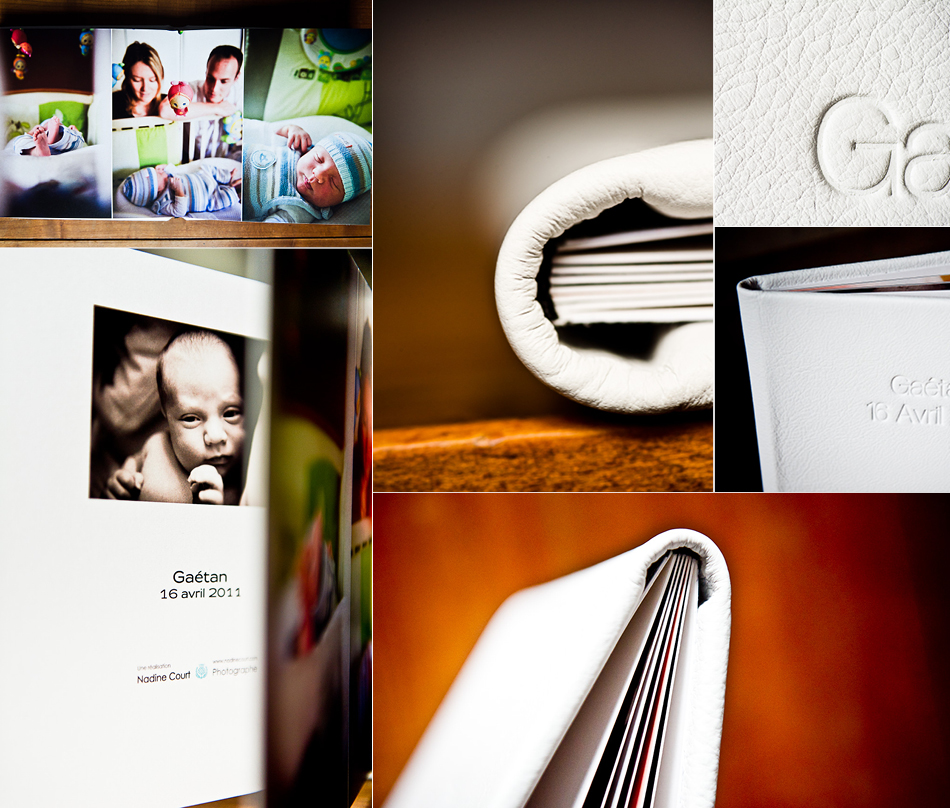 Livre souvenir des photos d'un nouveau-né avec couverture en cuir blanc