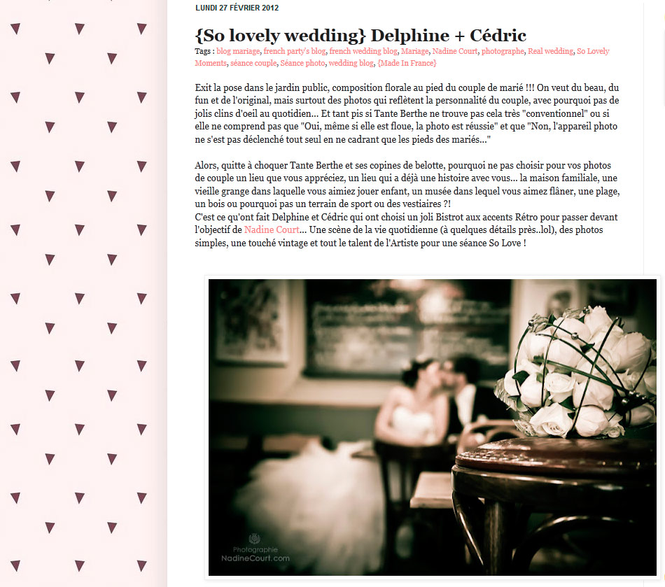 Parution des photos du mariage de Delphine & Cédric