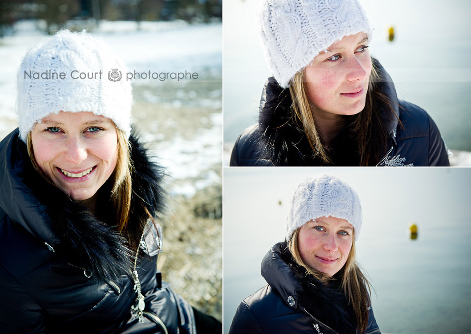 Portraits-professionnels-femme-au-bord-lac-Annecy-en-hiver Portraits d'hiver séance photo lifestyle