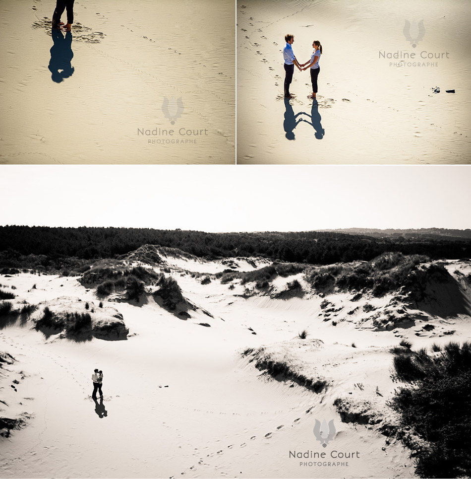 Couple seul au monde dans des dunes comme dans un désert