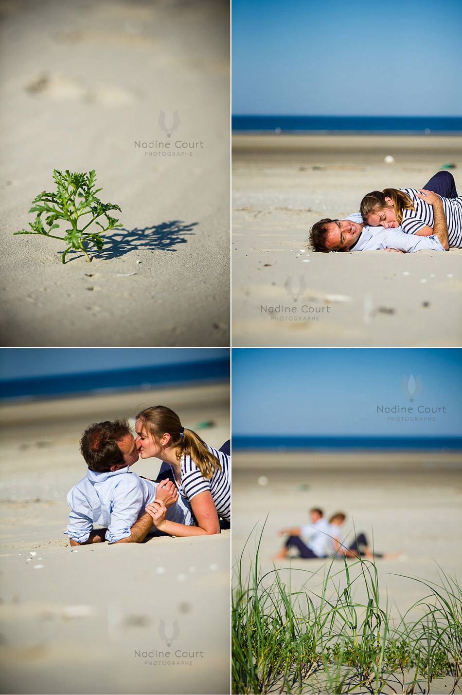 Nature des dunes et amoureux allongés dans le sable à la mer