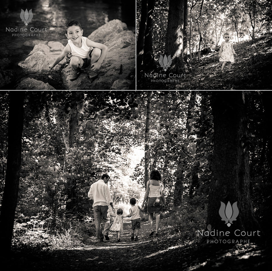Portraits-de-famille-foret-riviere-seance-photo-enfant-Chambery Famille en balade dans une forêt pour des portraits