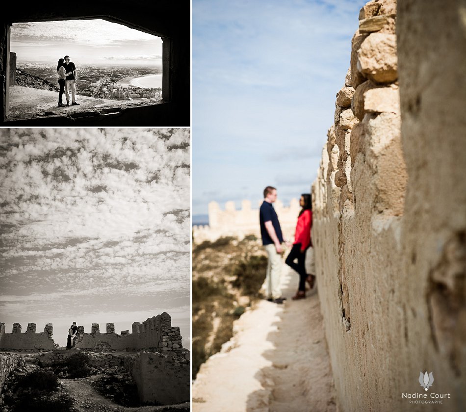 Photos de couple, amoureux, sur la colline surplombant Agadir, sur les ruines de l'ancienne Casbah