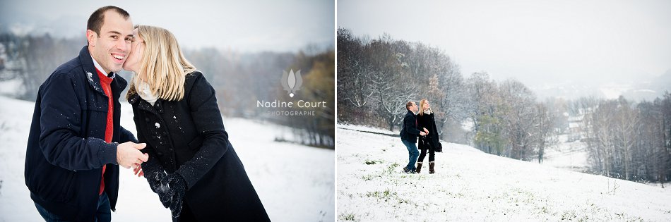 Séance couple "engagement" dans la neige en Savoie