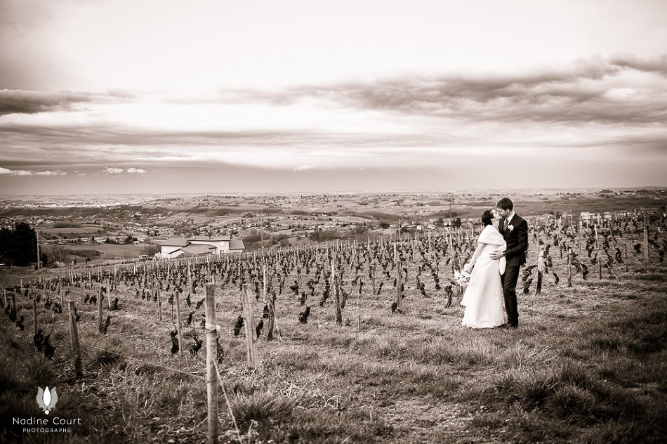 Photos de mariage dans des vignes du Beaujolais